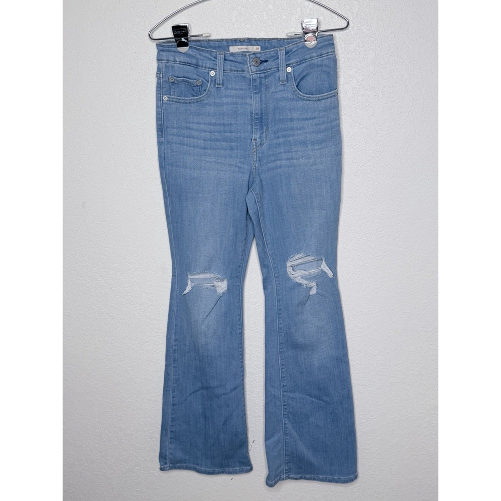 Levis Jeans Womens 29 Blue Denim 726 Flare Distressed Festival Hippie